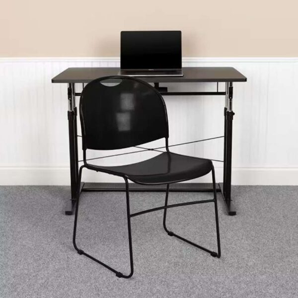 Plastic Stackable Side Chair in Black